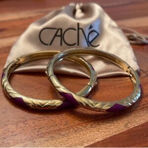 Cache Gold Bangles with Purple Highlights